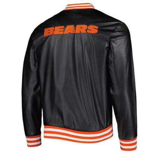 Chicago Bears Metallic Black Leather Jacket - Image 2