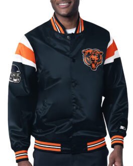 Chicago Bears Midweight Navy Satin Jacket