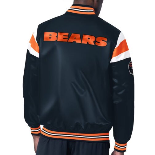 Chicago Bears Midweight Navy Satin Jacket - Image 2