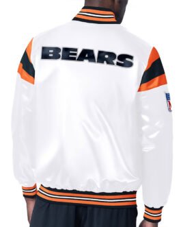 Chicago Bears Midweight White Satin Jacket