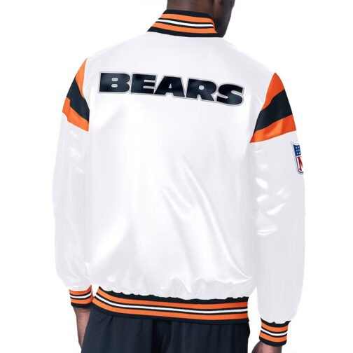 Chicago Bears Midweight White Satin Jacket - Image 2