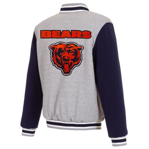 Chicago Bears Navy and Gray Varsity Wool Jacket - Image 2
