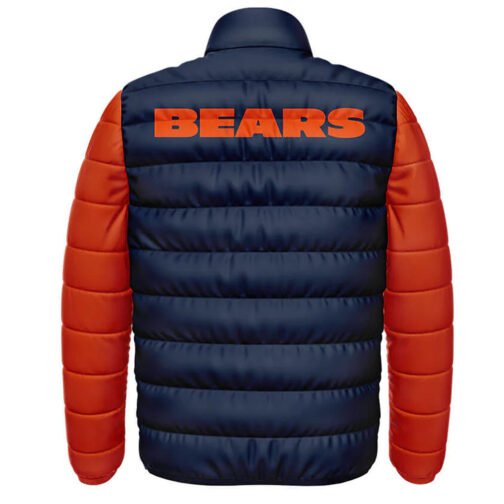 Chicago Bears Navy and Orange Puffer Jacket - Image 2