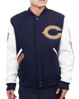 Chicago Bears Letterman Navy Blue/White Jacket