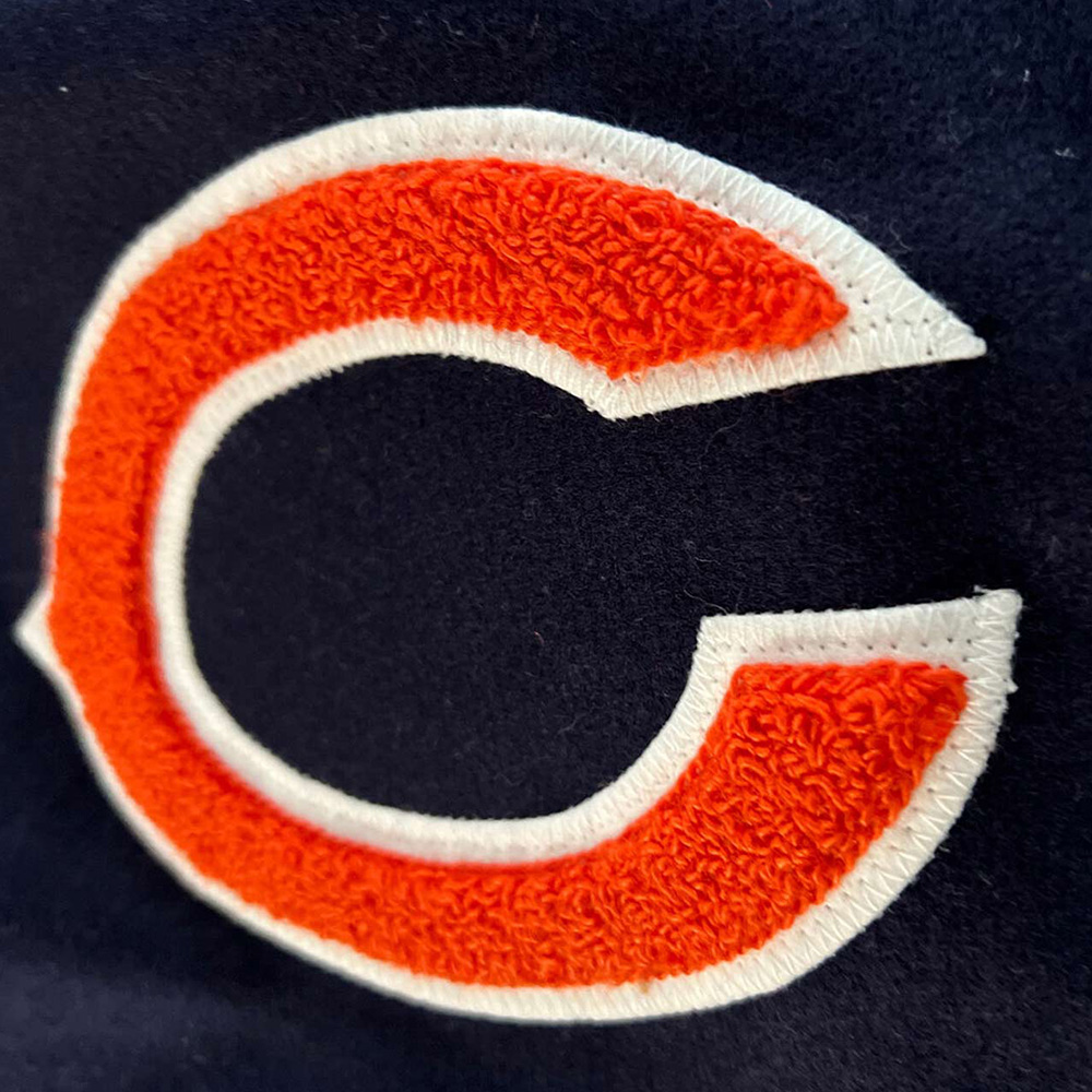 Chicago Bears Navy Blue and Off White Letterman Jacket - Image 6