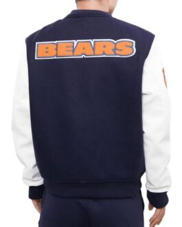 Chicago Bears Letterman Navy Blue/White Jacket