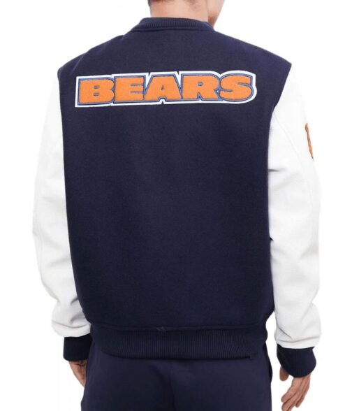 Chicago Bears Letterman Navy Blue/White Jacket - Image 2