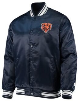 Chicago Bears Locker Room Bomber Blue Satin Jacket