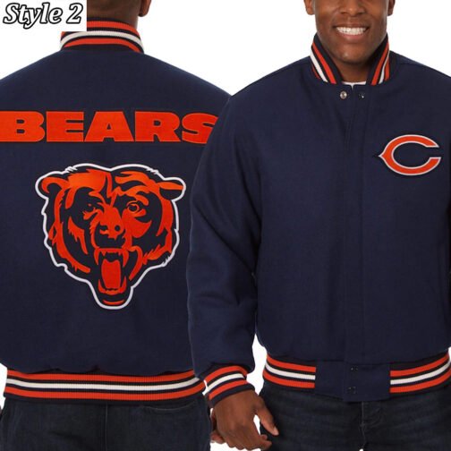 Chicago Bears Letterman Wool Navy Blue Jacket - Image 5