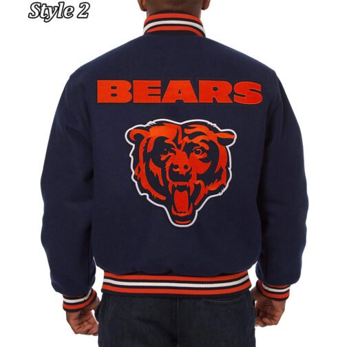 Chicago Bears Letterman Wool Navy Blue Jacket - Image 4