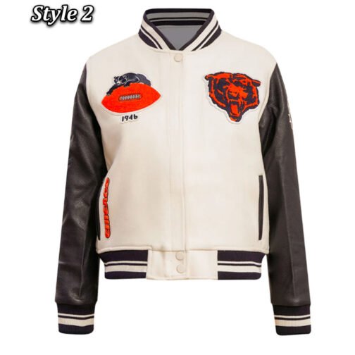 Retro Classic Rib Chicago Bears Varsity Jacket - Image 2