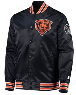 Black The Diamond Chicago Bears Retro Satin Jacket