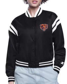 Chicago Bears Printed Logo Varsity Satin Jacket