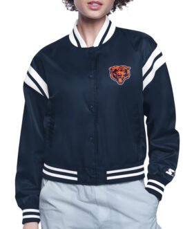 Chicago Bears Printed Logo Varsity Satin Jacket