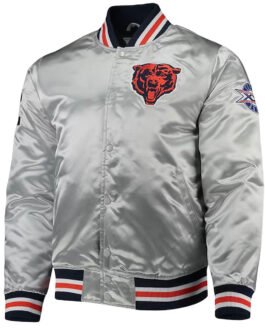 Silver Chicago Bears Satin Jacket
