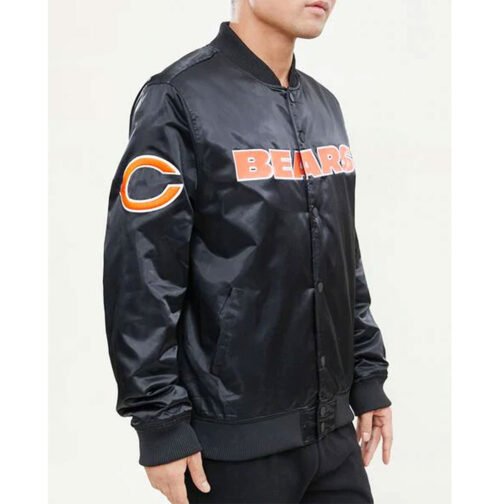 Chicago Bears Super Bowl XX Black Satin Jacket - Image 3