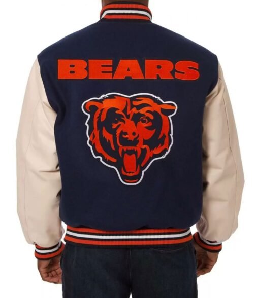 NFL Chicago Bears Varsity Navy Blue Jacket - Image 2