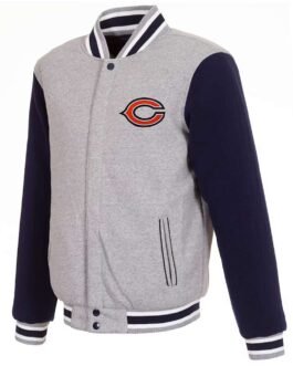 Chicago Bears Navy and Gray Varsity Wool Jacket