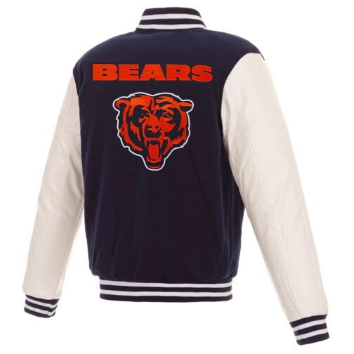 NFL Chicago Bears Varsity Navy and White Jacket - Image 2