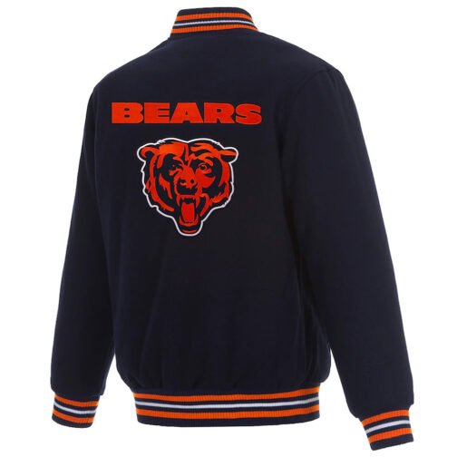 Chicago Bears Varsity Navy Blue Wool Jacket - Image 2
