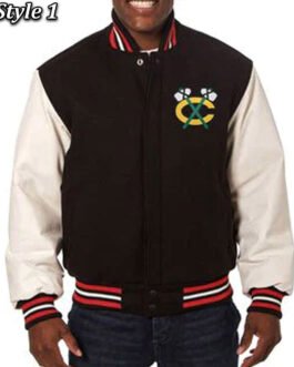Varsity Chicago Blackhawks White and Black Jacket