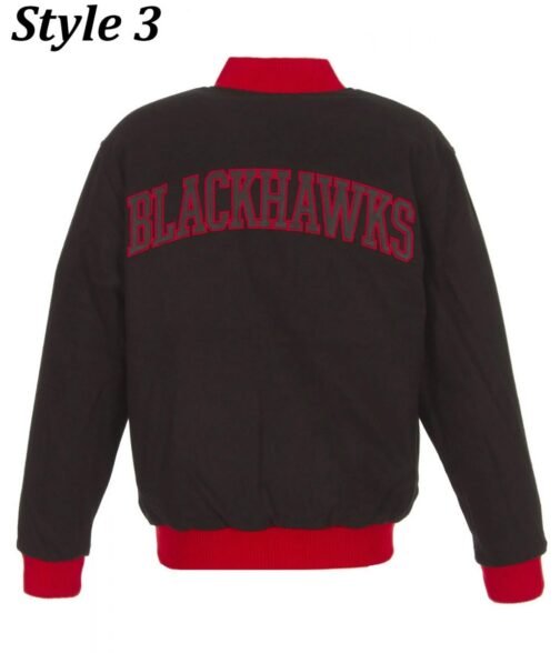 Chicago Blackhawks Varsity Wool Black Jacket - Image 6