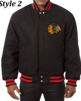 Chicago Blackhawks Varsity Wool Black Jacket