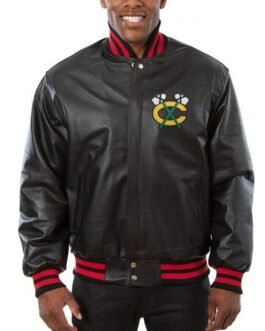Varsity Chicago Blackhawks Black Leather Jacket