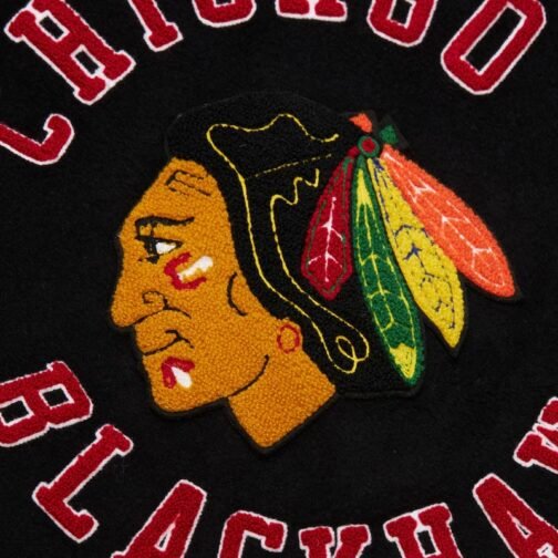 Chicago Blackhawks Black Out Team Logo Varsity Jacket - Image 5