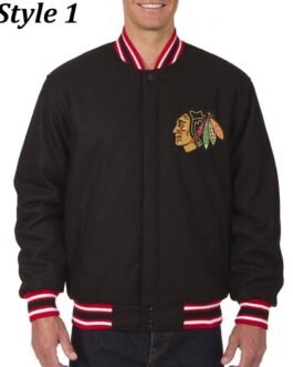 Chicago Blackhawks Varsity Wool Black Jacket