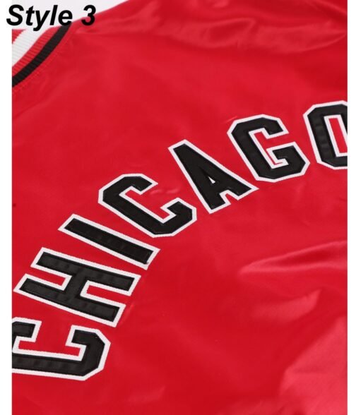 Chicago Blackhawks Red and Black Satin Varsity Jacket - Image 10