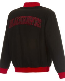 Chicago Blackhawks Commemorative Varsity Black Wool Jacket