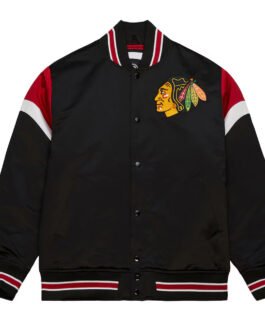 Chicago Blackhawks Black Heavyweight Satin Jacket
