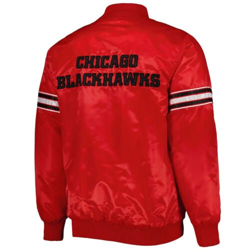 Chicago Blackhawks Pick & Roll Red Satin Jacket - Image 2