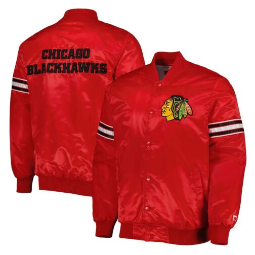 Chicago Blackhawks Pick & Roll Red Satin Jacket - Image 3