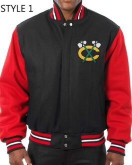 Chicago Blackhawks Red and Black  Two Tone Wool Varsity Jacket