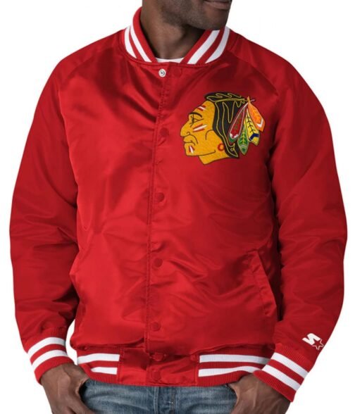 Starter Chicago Blackhawks Retro Button-Up Red Jacket