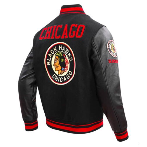 Chicago Blackhawks Retro Classic Rib Varsity Jacket - Image 8