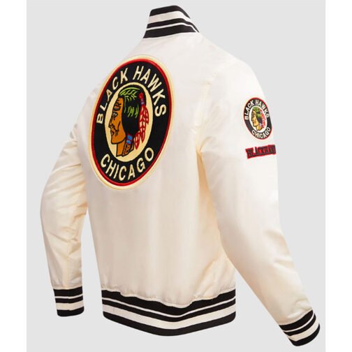 Chicago Blackhawks Retro Classic Rib Satin Jacket - Image 7