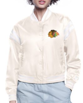 Chicago Blackhawks Printed Logo Varsity Satin Jacket