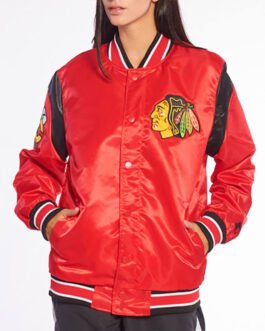 Chicago Blackhawks Teddy Red Satin Jacket