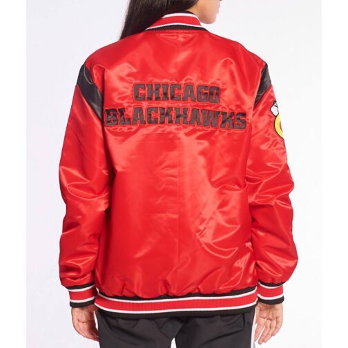 Chicago Blackhawks Teddy Red Satin Jacket - Image 2
