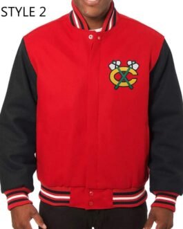 Chicago Blackhawks Red and Black  Two Tone Wool Varsity Jacket
