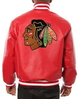 Varsity Chicago Blackhawks Red Leather Jacket