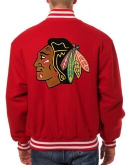Varsity Chicago Blackhawks Red Wool Jacket