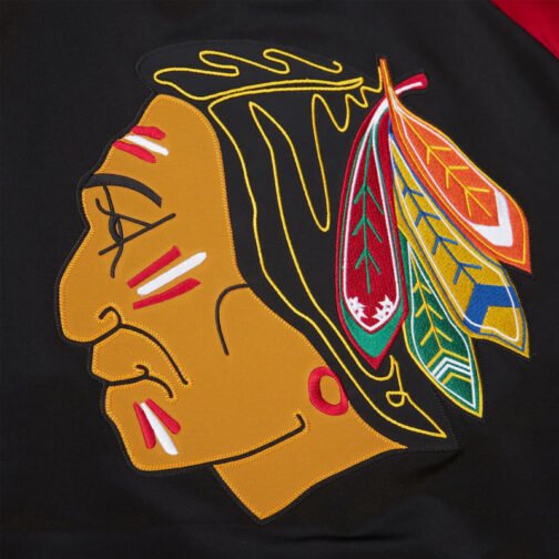 Chicago Blackhawks Vintage Logo Double Clutch Black Satin Jacket - Image 4