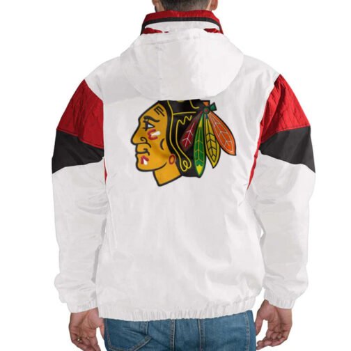 Chicago Blackhawks White Half-Zip Pullover Jacket - Image 2