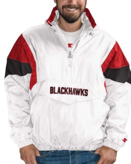 Chicago Blackhawks White Half-Zip Pullover Jacket