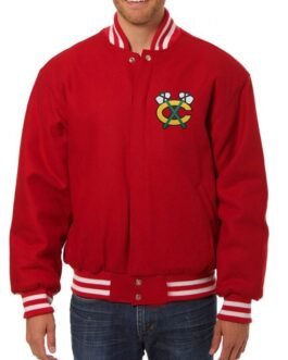 Varsity Chicago Blackhawks Red Wool Jacket