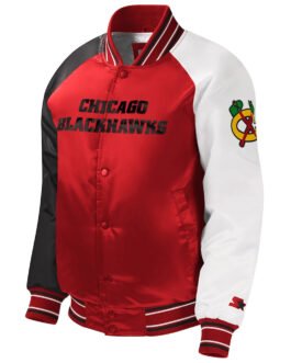 Youth Chicago Blackhawks Red Varsity Satin Jacket